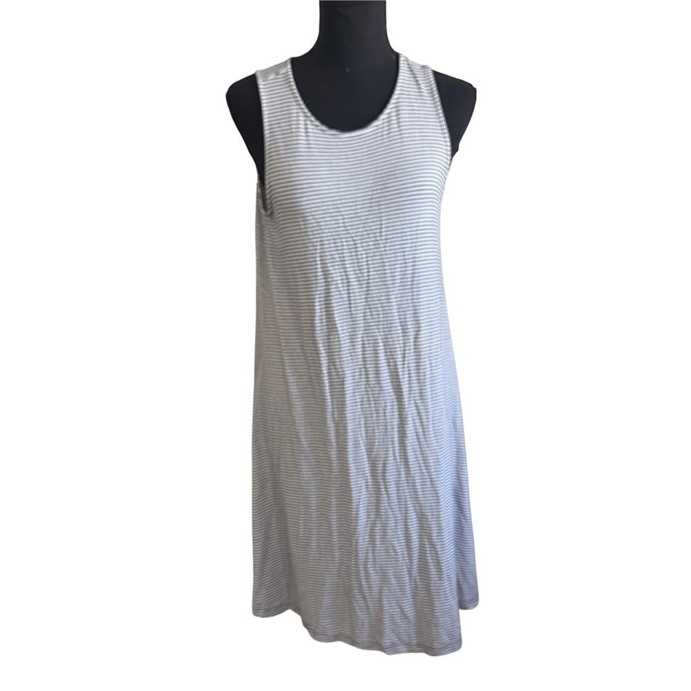 Old Navy Womens Medium Black White Striped Sleeveless Swing T-Shirt Dress Travel